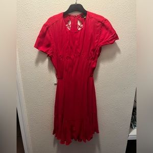 Open lattice back mini dress